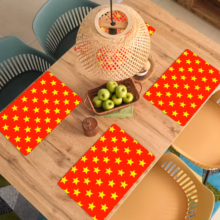 Set de table – 6 pièces - Étoile - Motif - Jaune — 3