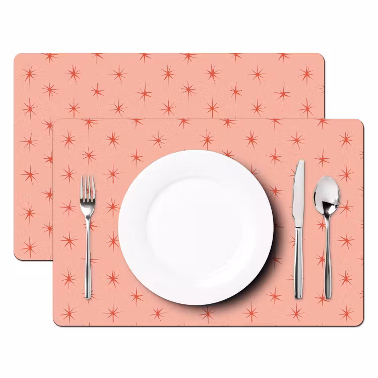Set de table – 6 pièces - Étoiles - Motif - Orange — 2