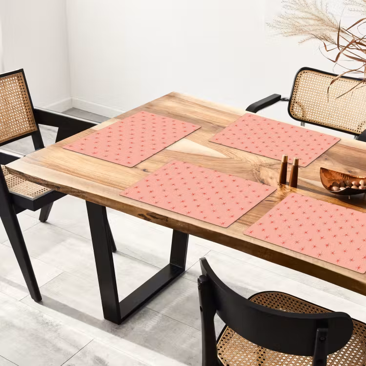Set de table – 6 pièces - Étoiles - Motif - Orange — 4