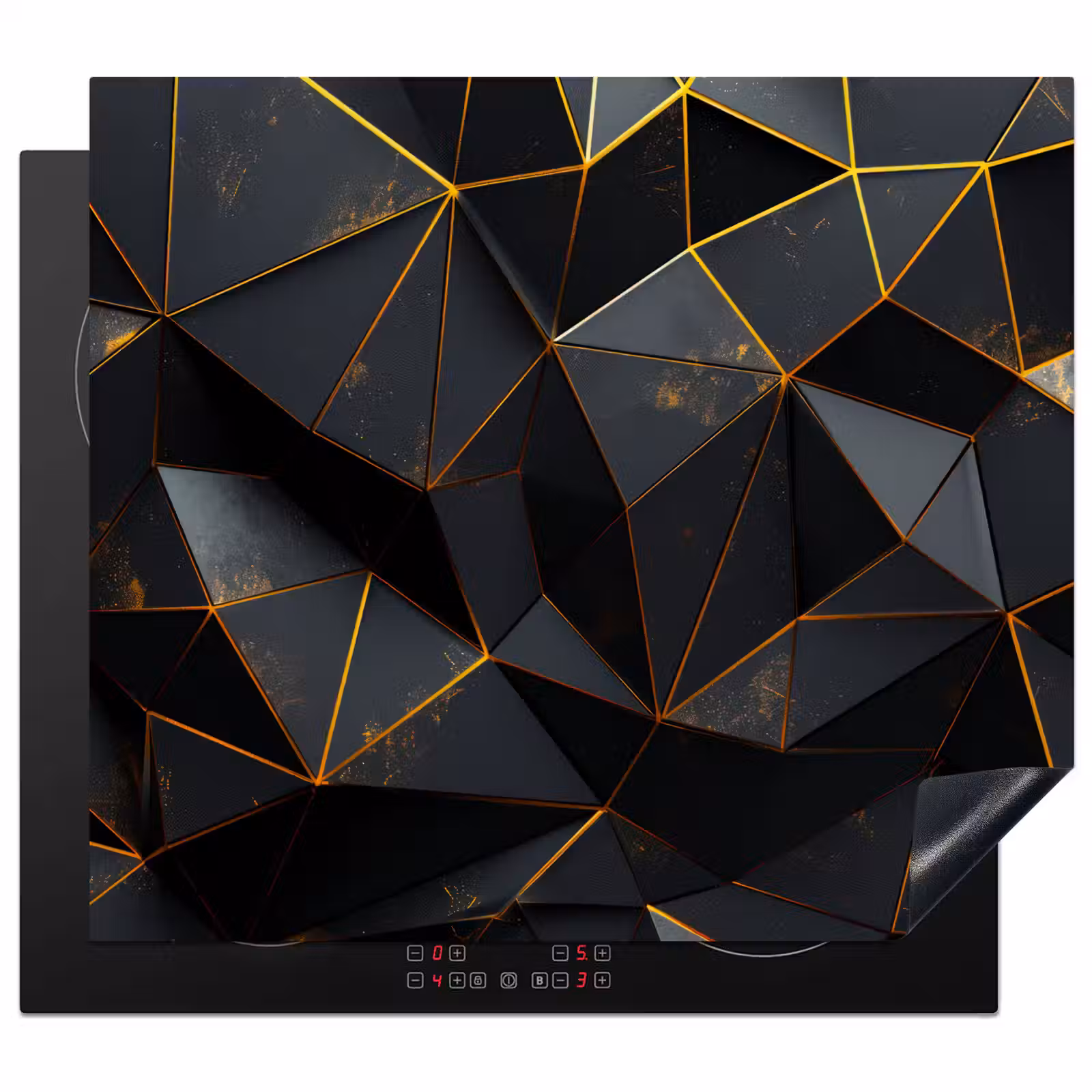 Protection plaque induction - Noir - Motif - Or - Texturé — 1