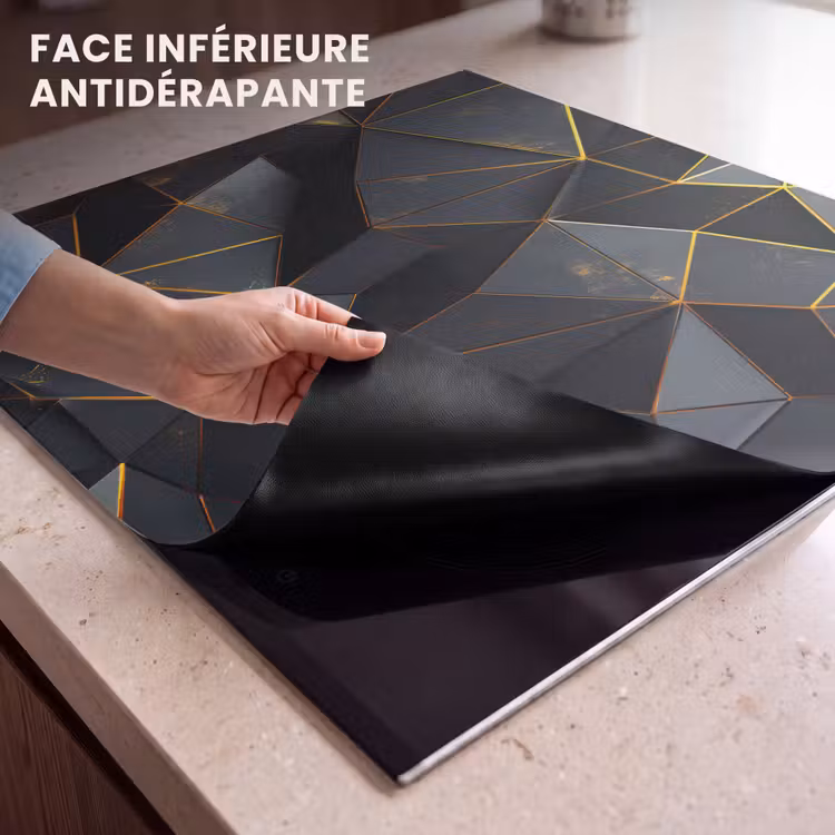 Protection plaque induction - Noir - Motif - Or - Texturé — 7
