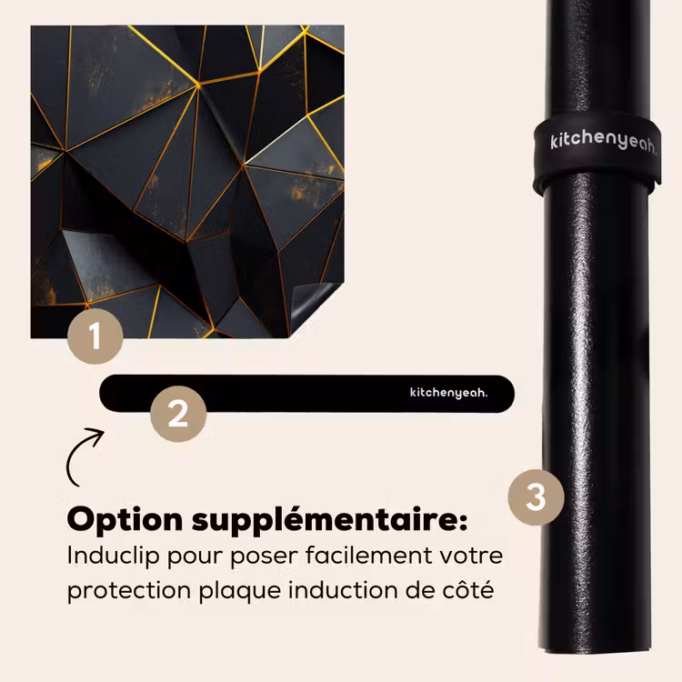 Protection plaque induction - Noir - Motif - Or - Texturé — 8