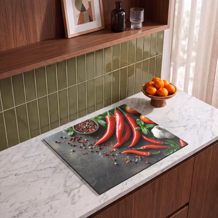 Protection plaque induction - Légumes - Poivre - Rouge - Gris - Béton — 4