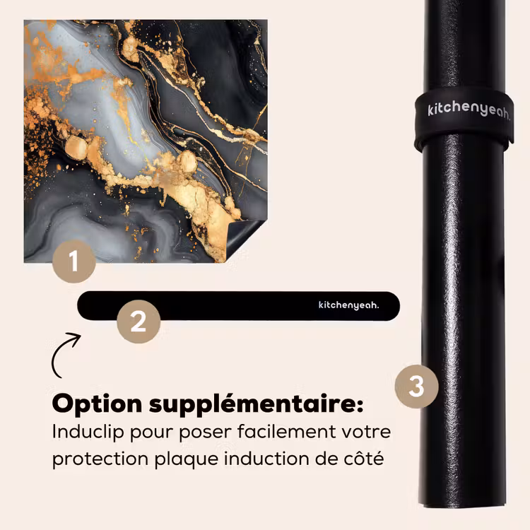 Protection plaque induction - Marbre - Or - Gris - Noir - Texture — 8