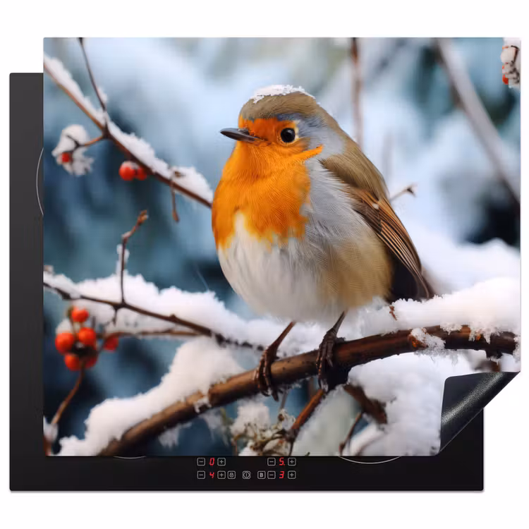 Protection plaque induction - Merle - Hiver - Neige - Oiseau - Nature — 1