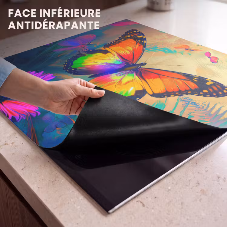 Protection plaque induction - Papillon - Plantes - Coloré - Rose - Fleurs — 7