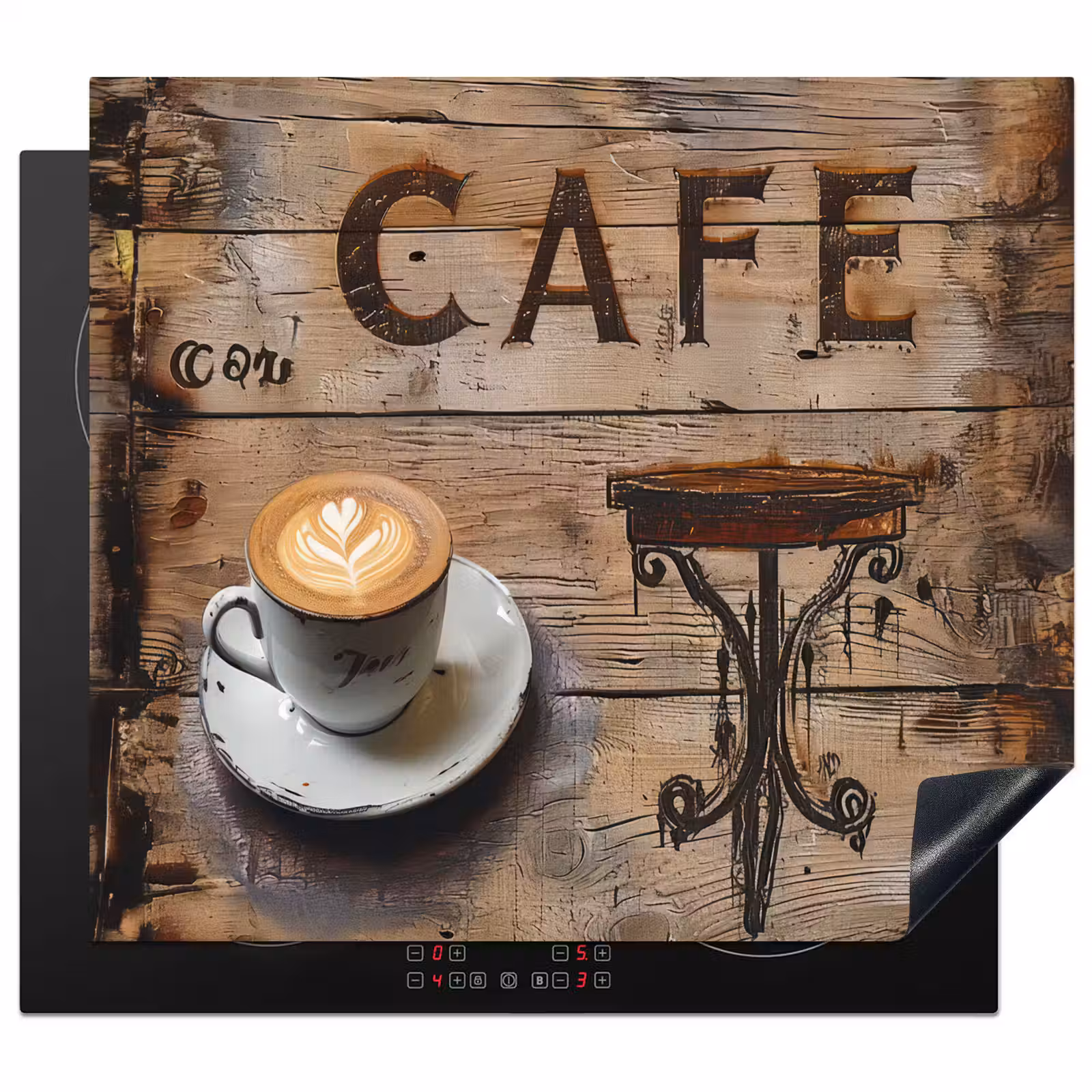 Protection plaque induction - Café - Bois - Café - Etagères — 1