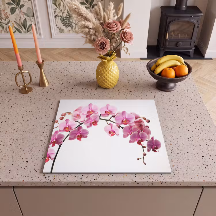 Protection plaque induction - Fleurs - Rose - Branche - Blanc — 3