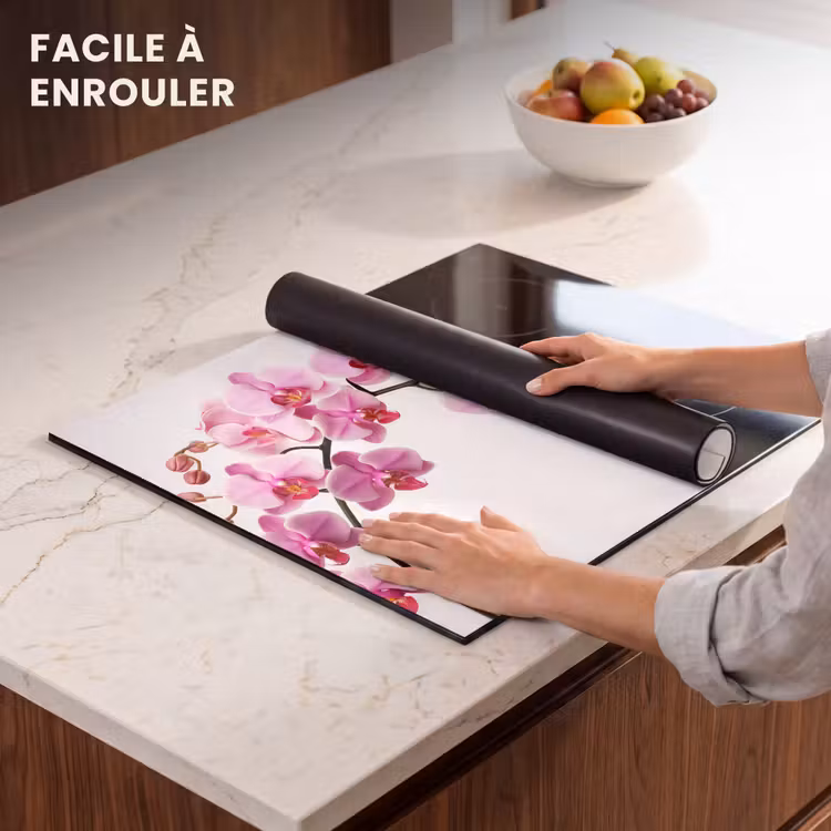 Protection plaque induction - Fleurs - Rose - Branche - Blanc — 6