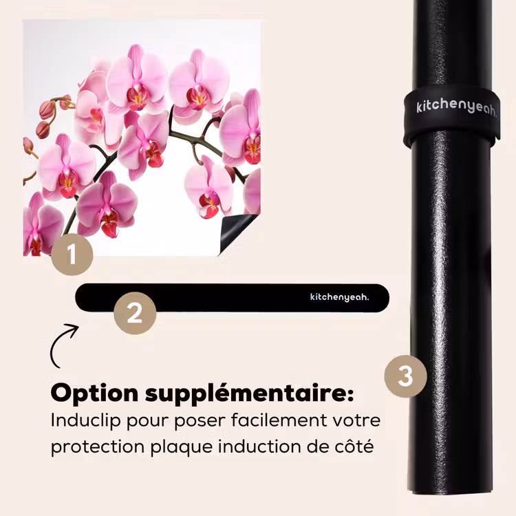 Protection plaque induction - Fleurs - Rose - Branche - Blanc — 8