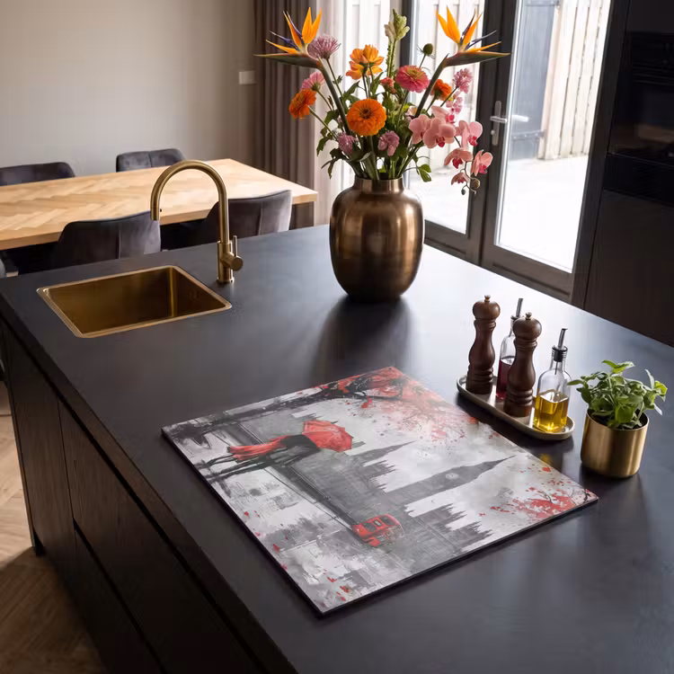 Protection plaque induction - Londres - Rouge - Noir - Couple - Romantique — 2