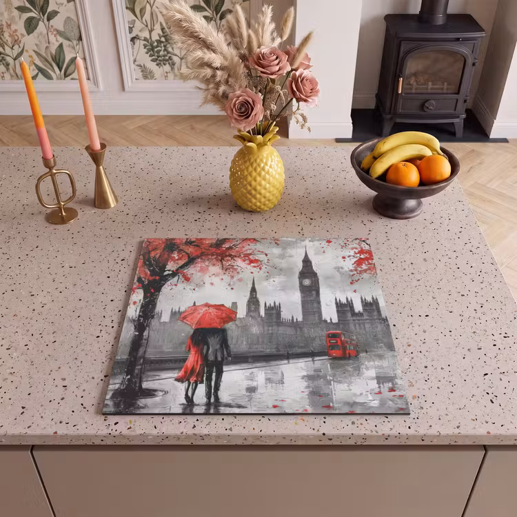 Protection plaque induction - Londres - Rouge - Noir - Couple - Romantique — 3