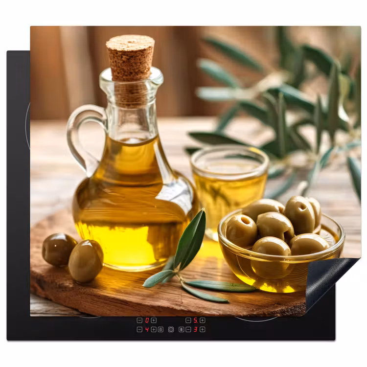 Protection plaque induction - Olives - Planche - Huile d'olive - Feuilles — 1