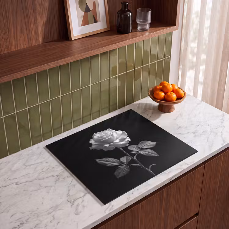 Protection plaque induction - Rose - Noir et blanc - Fleur — 4