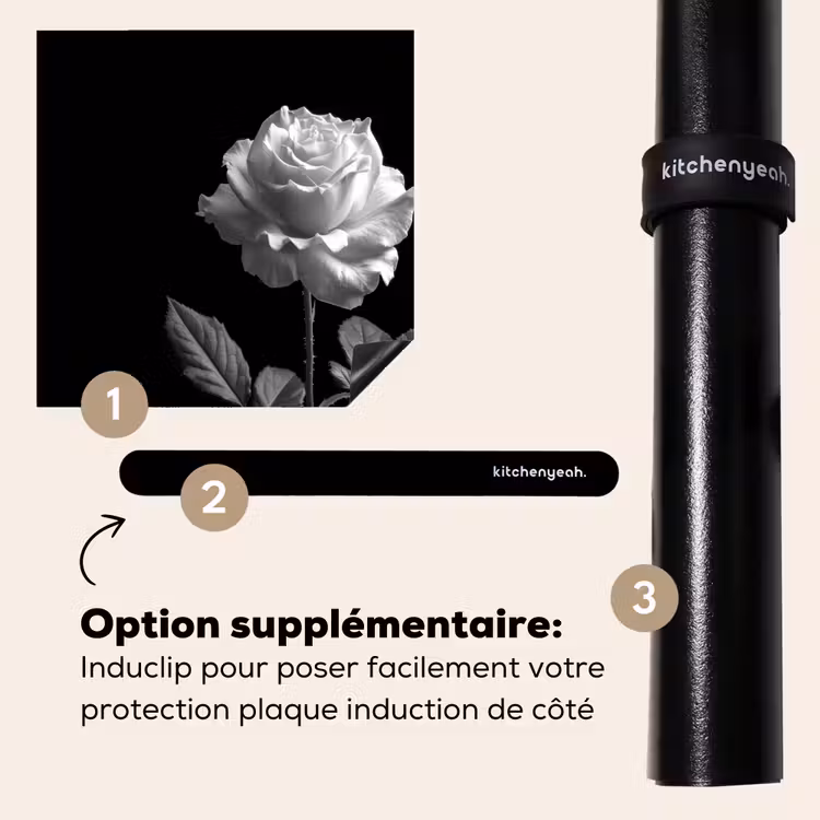 Protection plaque induction - Rose - Noir et blanc - Fleur — 8
