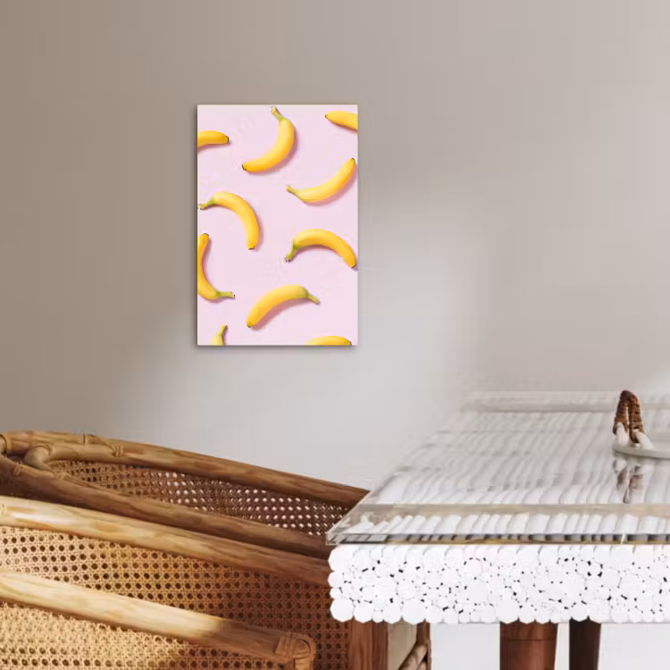 Tableau sur toile - Courbe jaune sur rose — 2