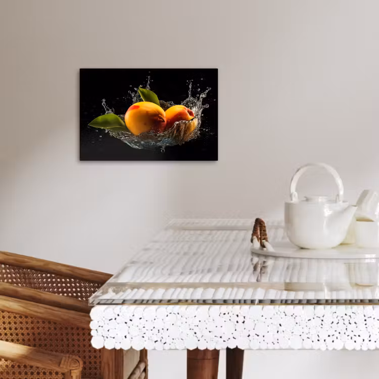 Tableau sur toile - Mangue - Fruit - Eau - Noir - Feuille — 4