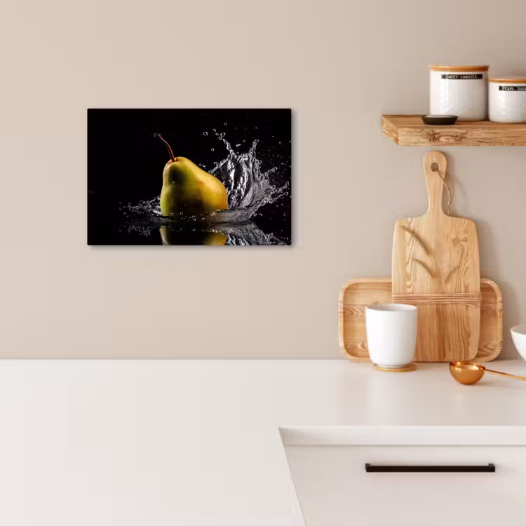 Tableau sur toile - Poire - Fruit - Eau - Noir — 2