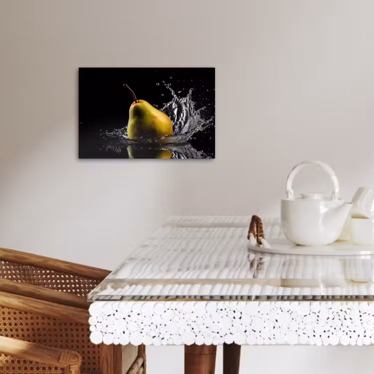 Tableau sur toile - Poire - Fruit - Eau - Noir — 4