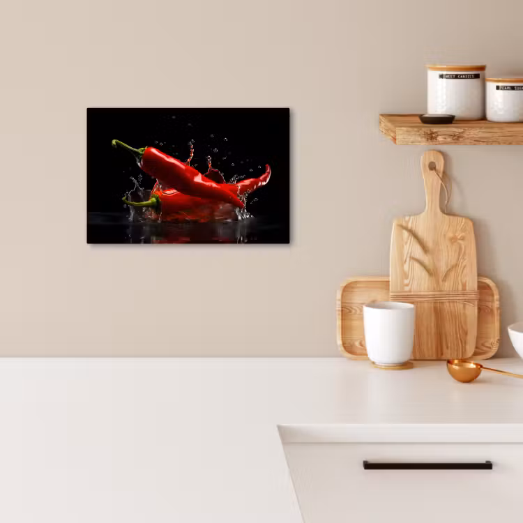 Tableau sur toile - Poivre - Rouge - Noir - Eau - Légumes — 2