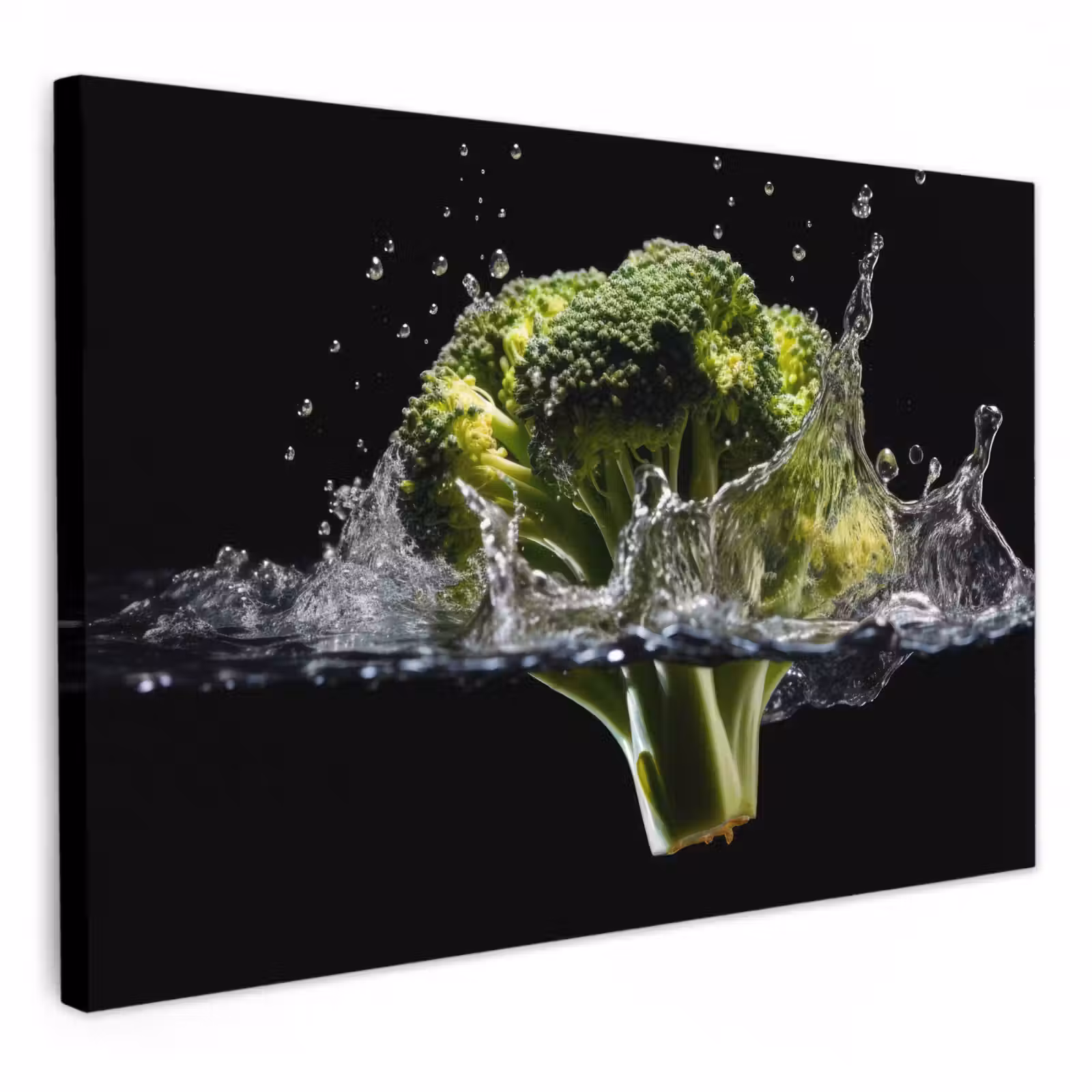 Tableau sur toile - Brocoli - Vert - Eau - Noir — 1