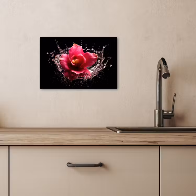 Tableau sur toile - Fleurs - Rose - Eau - Noir - Botanique - Nature — 2