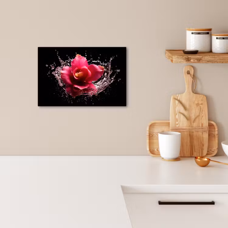 Tableau sur toile - Fleurs - Rose - Eau - Noir - Botanique - Nature — 3