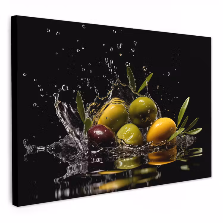 Tableau sur toile - Olives - Vertes - Eau - Noires — 1