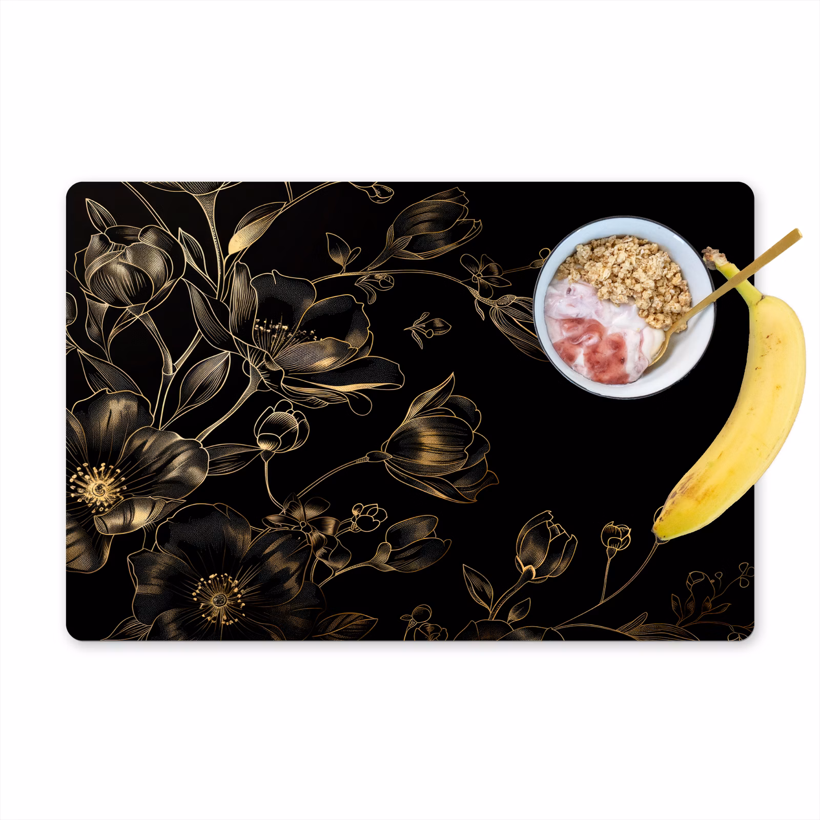 Sets de table - Flore dorée sur velours noir — 1