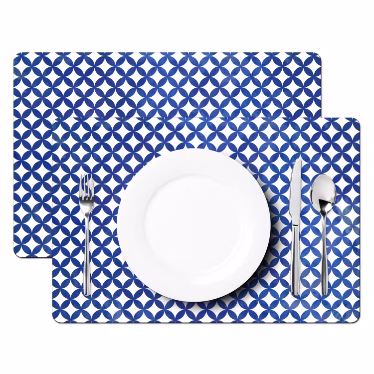 Sets de table - Motif circulaire indigo tissé — 2