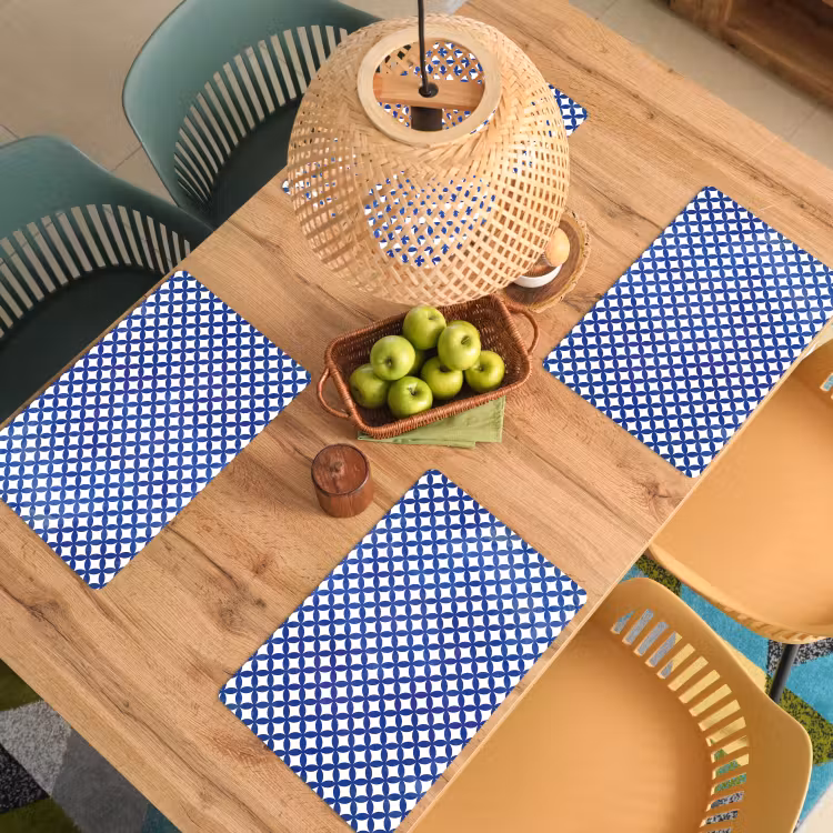 Sets de table - Motif circulaire indigo tissé — 3