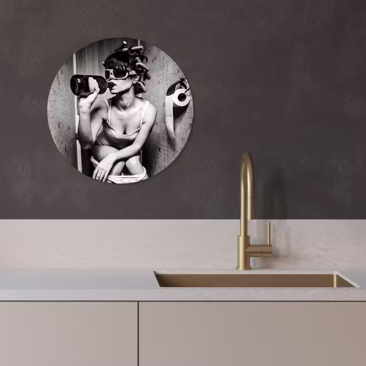 Tableau rond - Moment insolite autour d'un café — 1