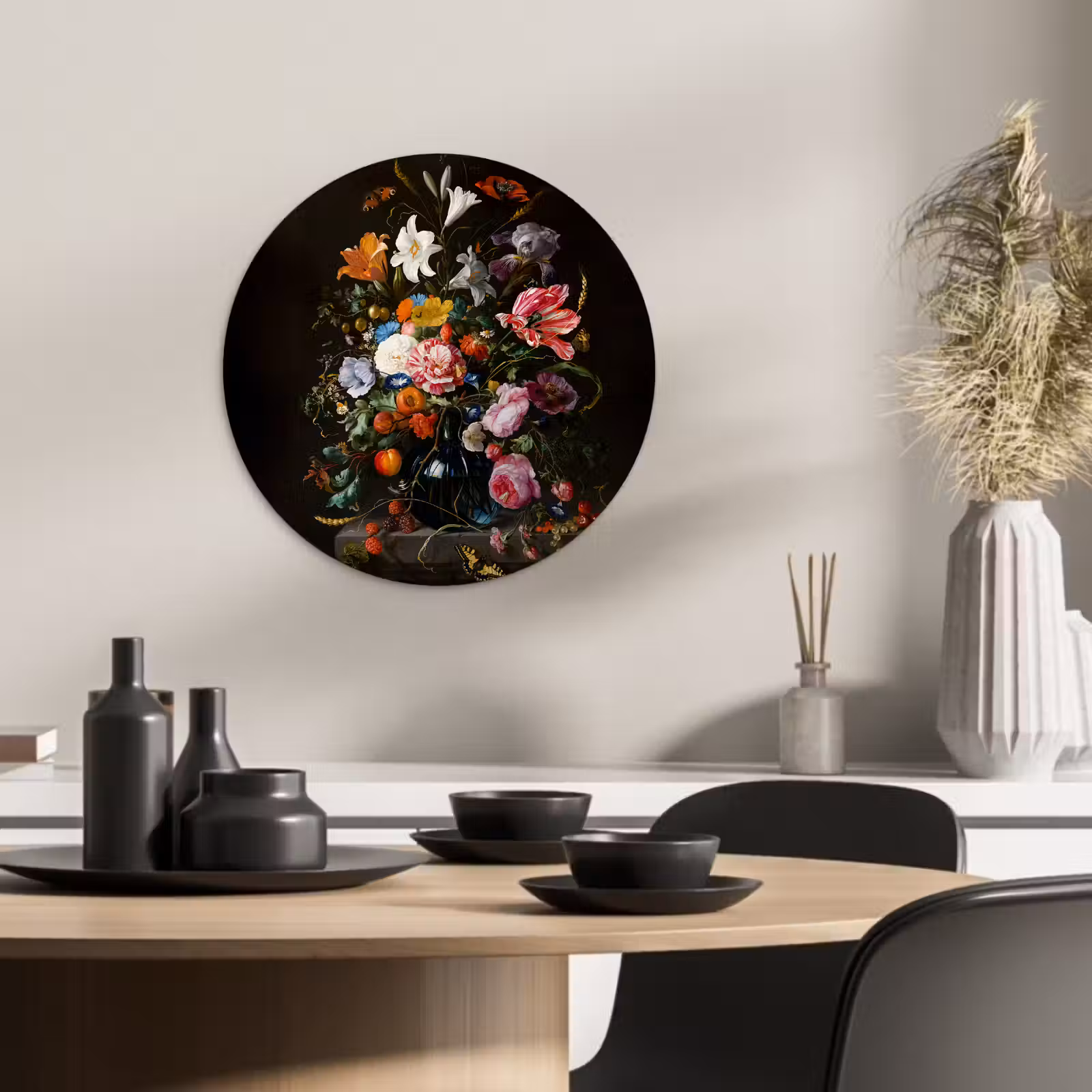 Tableau rond - Splendeur florale baroque — 1