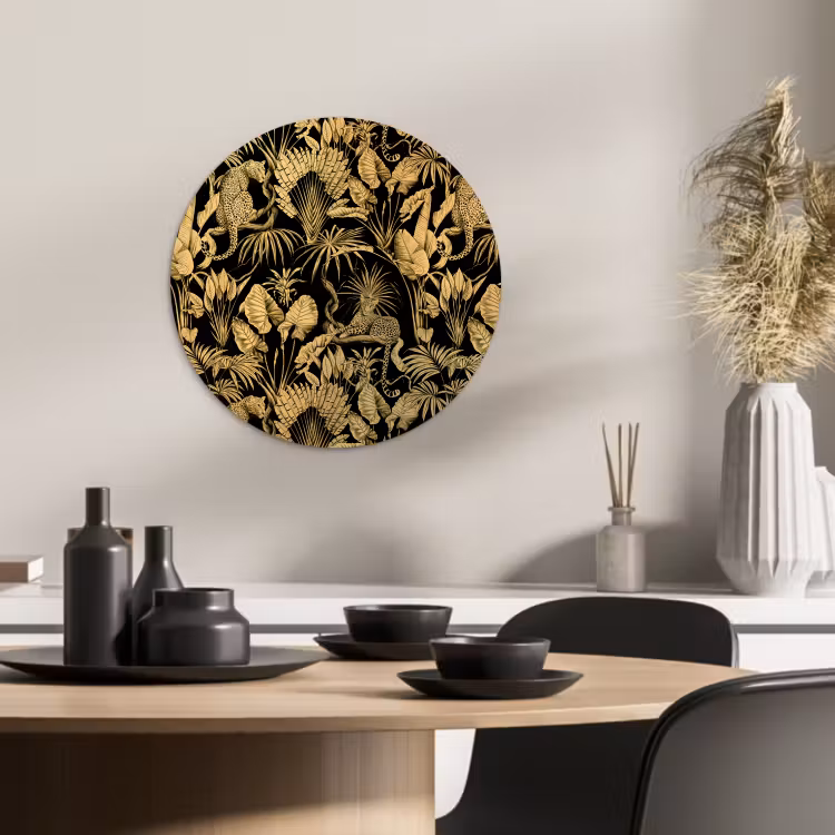 Tableau rond - Jungle dorée — 1