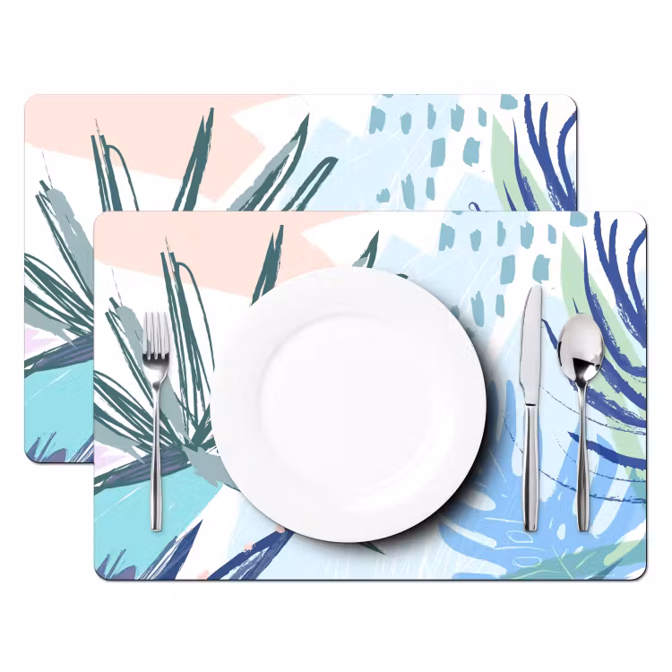 Sets de table en vinyle - Impression aquarelle tropicale — 2