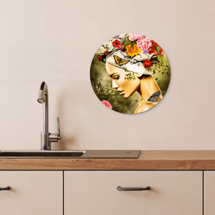 Tableau rond - Pensées fleuries — 1