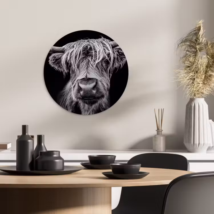 Tableau rond - Profondeur en noir et blanc — 2