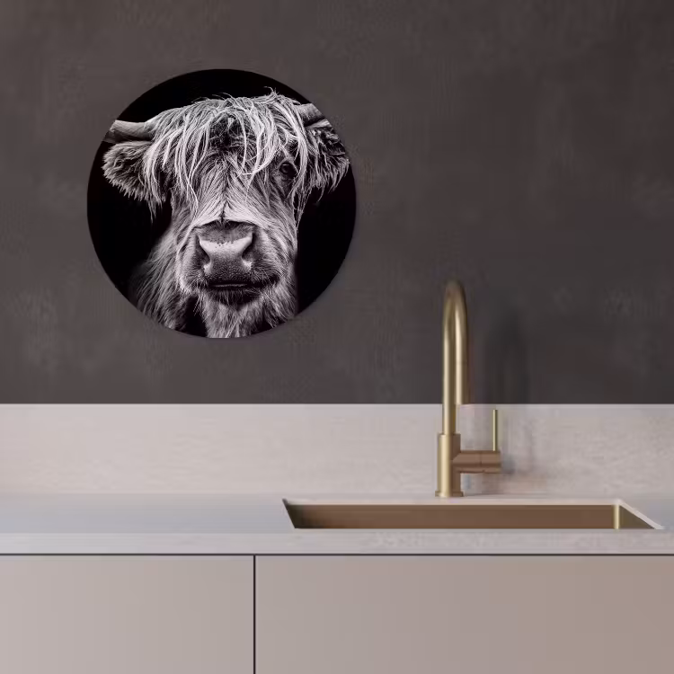 Tableau rond - Profondeur en noir et blanc — 3
