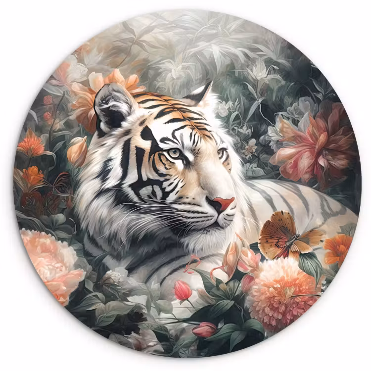 Tableau rond - Cachés en fleurs — 1