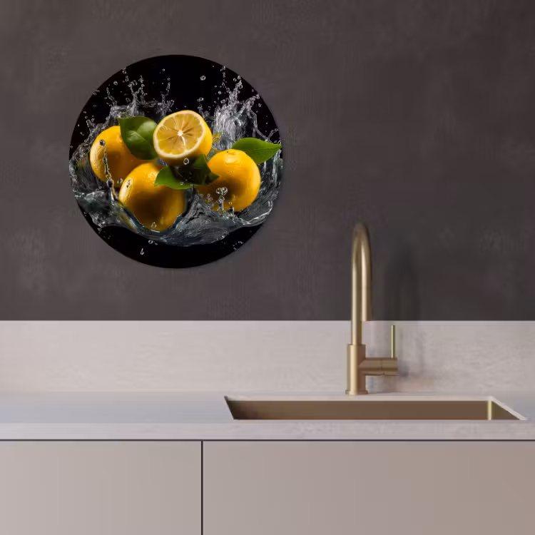 Tableau rond - Citron - Fruit - Jaune - Noir — 3
