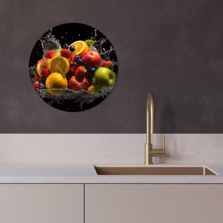 Tableau rond - Fruits - Pomme - Orange - Fruits rouges - Eau — 2