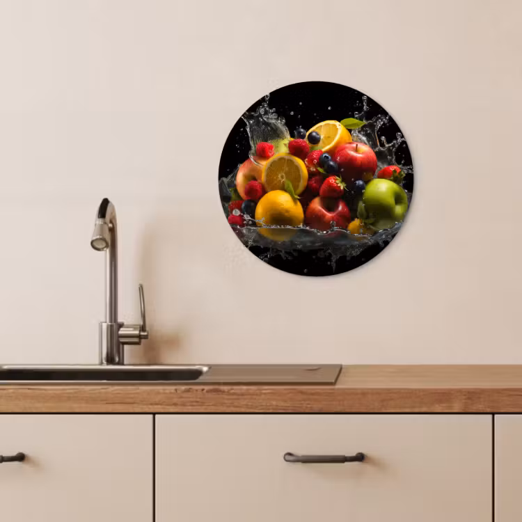 Tableau rond - Fruits - Pomme - Orange - Fruits rouges - Eau — 4