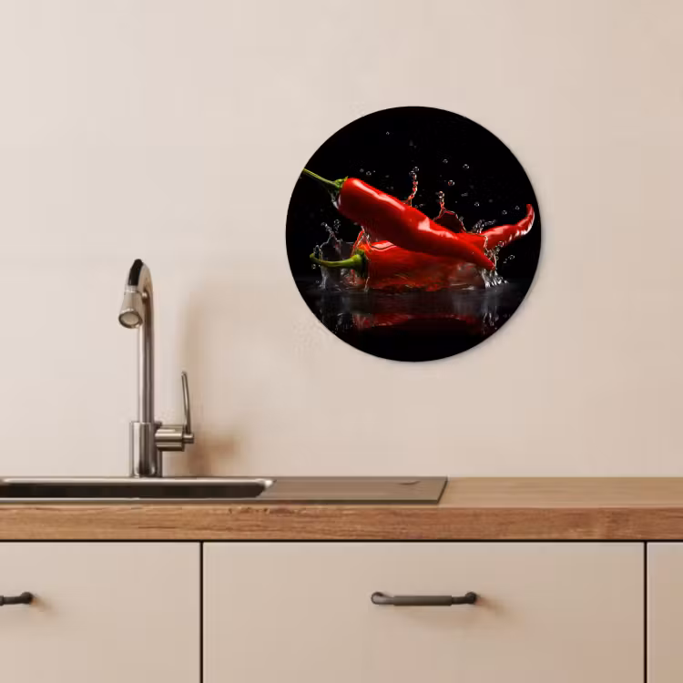 Tableau rond - Poivre - Rouge - Noir - Eau - Légumes — 3