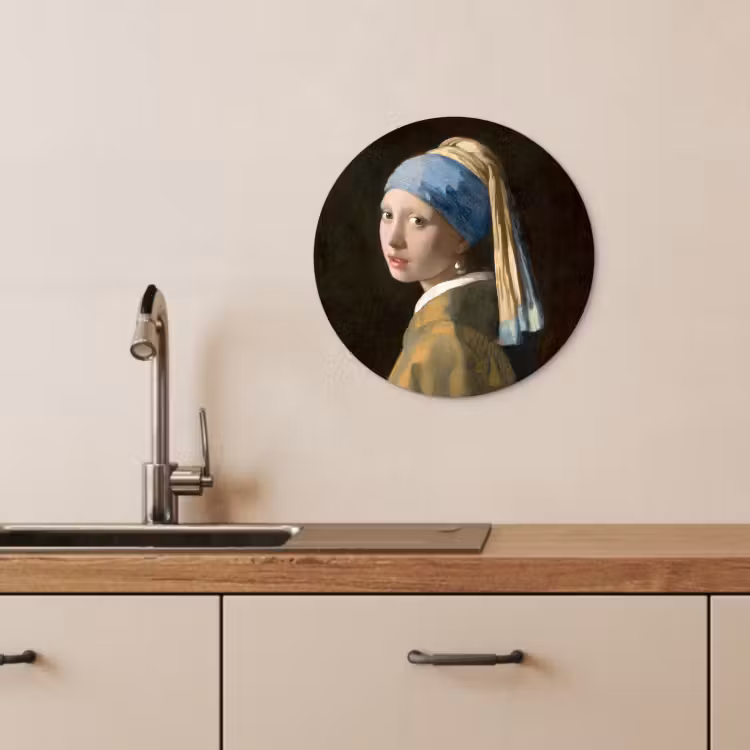 Tableau rond - La fille à la boucle d'oreille en perle — 4