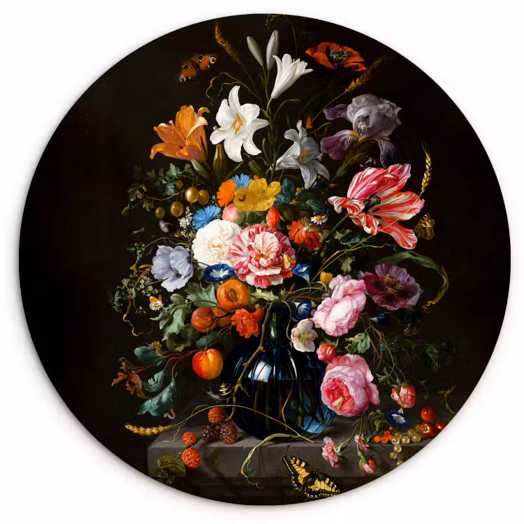 Tableau rond - Vase avec fleurs — 1