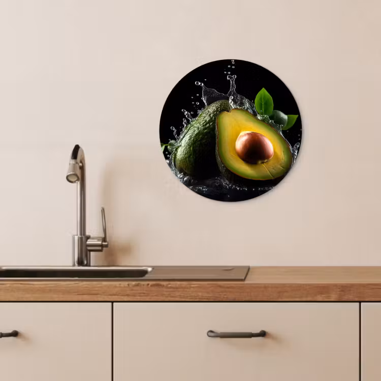 Tableau rond - Avocat - Légume - Feuille - Eau - Noir - Vert — 3