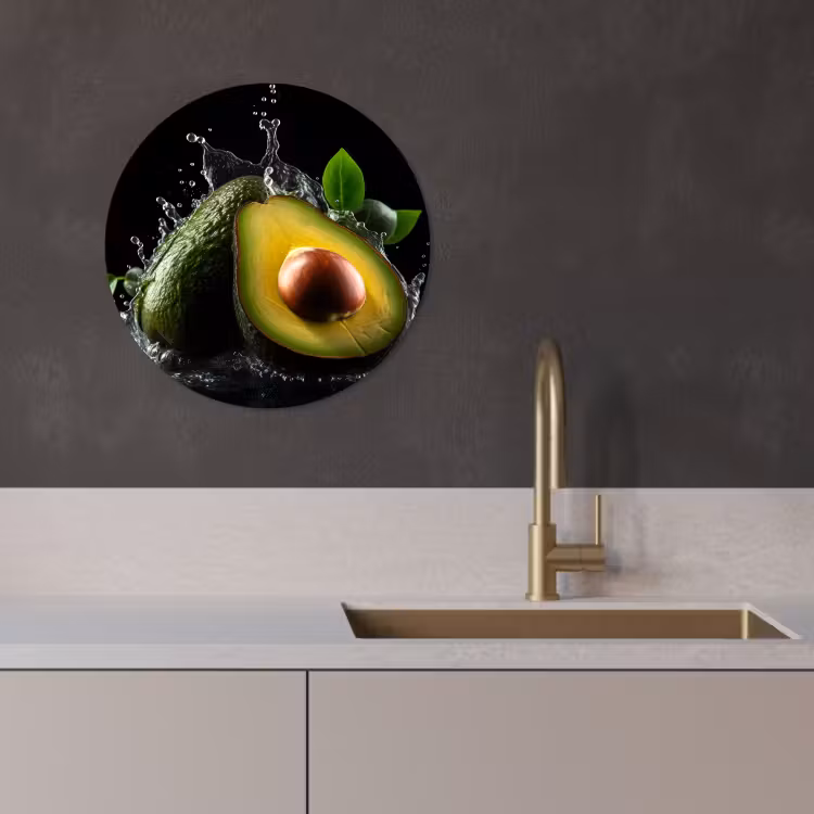 Tableau rond - Avocat - Légume - Feuille - Eau - Noir - Vert — 4