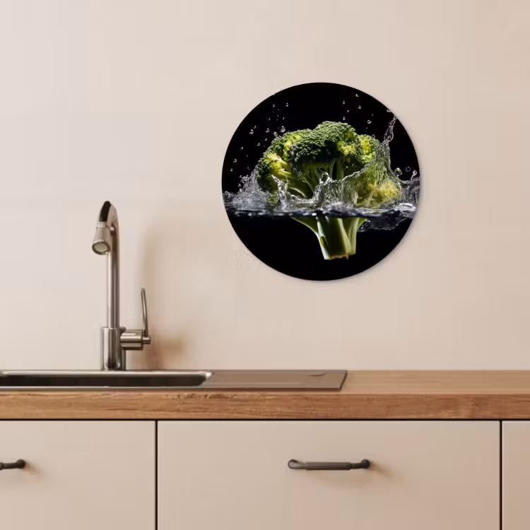 Tableau rond - Brocoli - Vert - Eau - Noir — 4