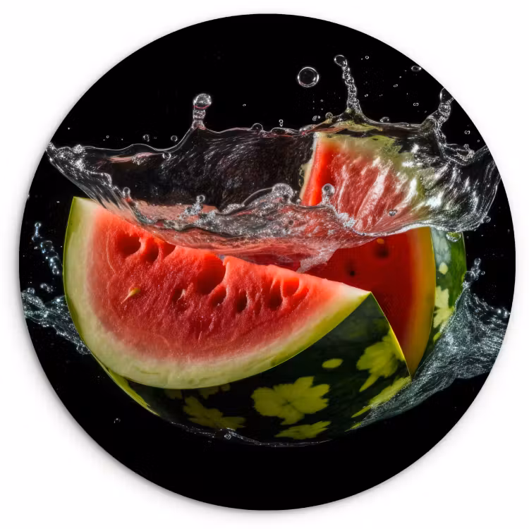 Tableau rond - Pastèque - Noir - Eau - Fruit - Melon — 2