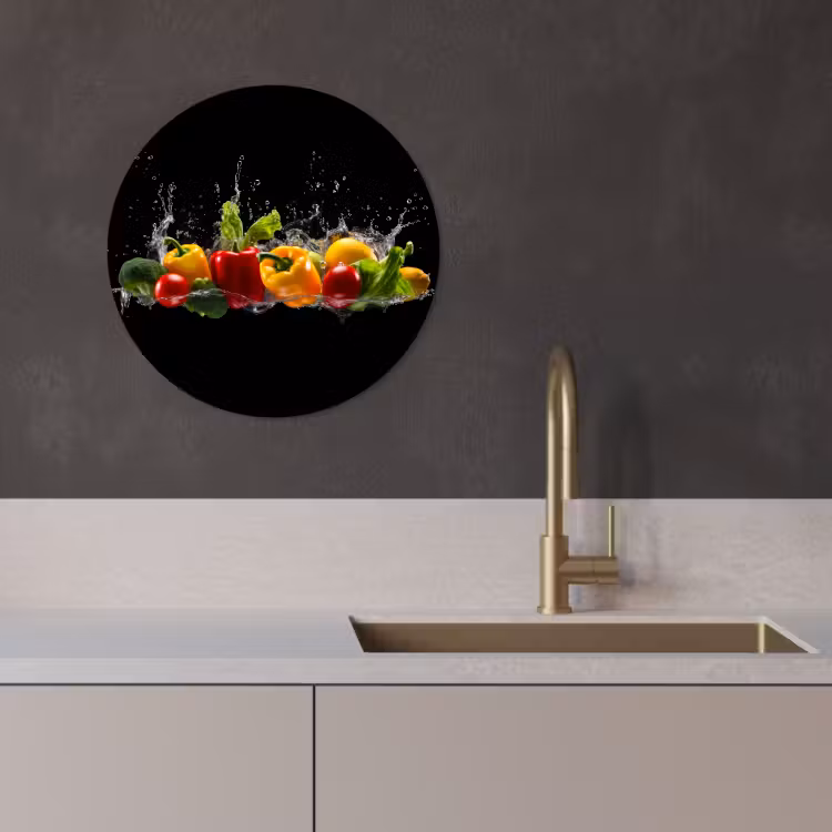 Tableau rond - Piment doux - Eau - Légumes - Noir — 4